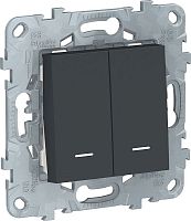 Переключатель с подсветкой без рамки Schneider Electric Unica New 2-кл. проходной антрацит картинка